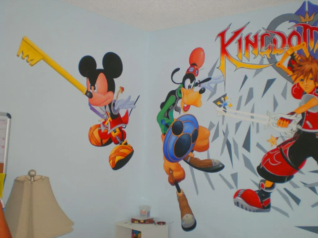 Mickey Mouse and Goofy mural Atlanta: Fun Disney characters for kids' room.