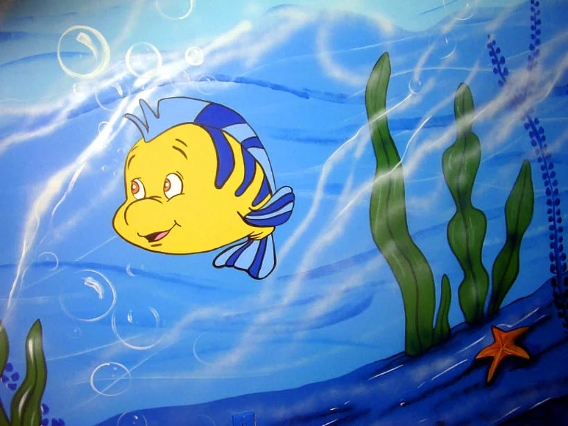 Kids' room mural Atlanta: Under the sea adventure with cute sea creatures.