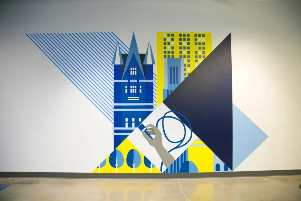 Eye-catching hand-painted mural in Atlanta, GA.